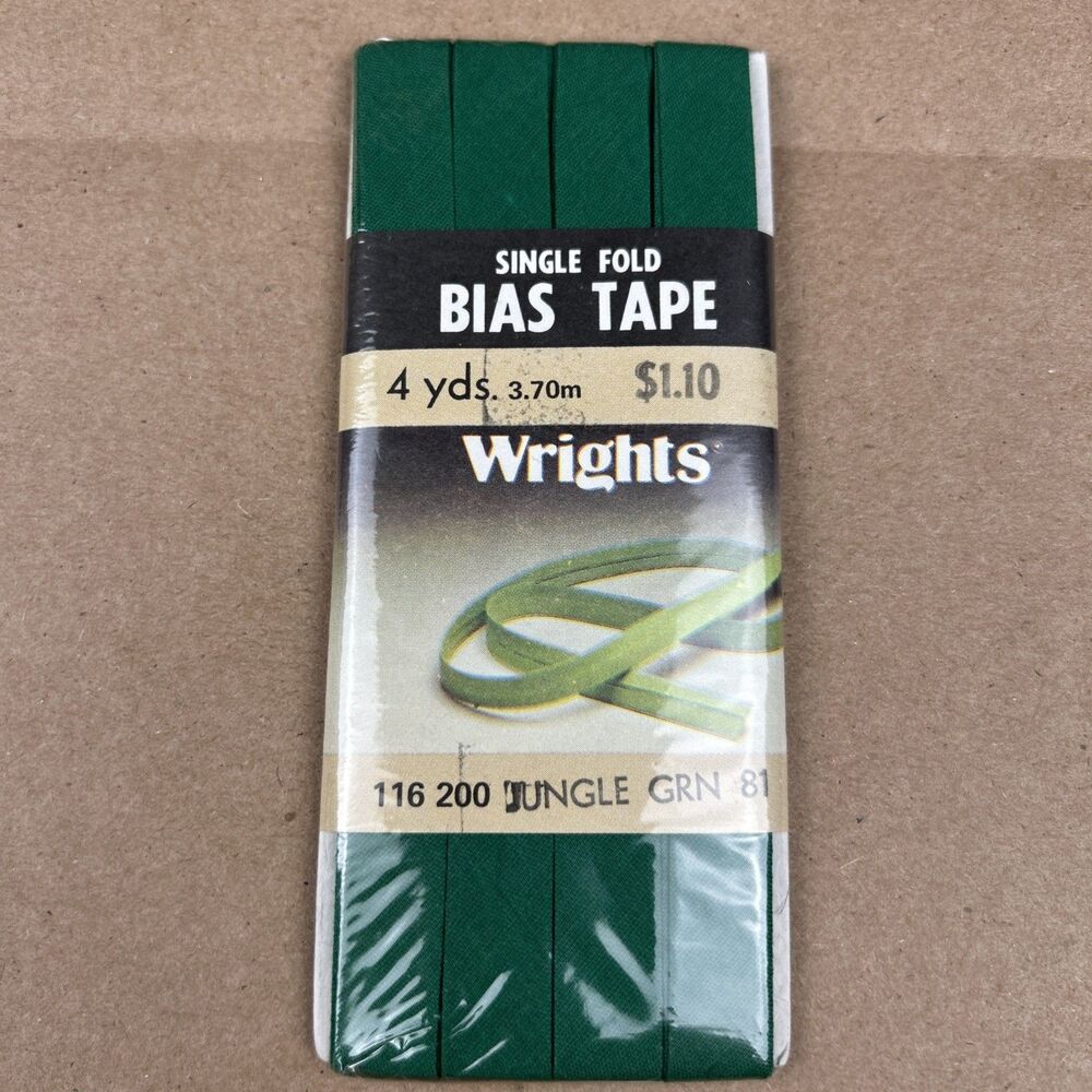 Vintage Jungle Green Wrights Bias Tape Single Fold - 4 Yards - 117-200-081!